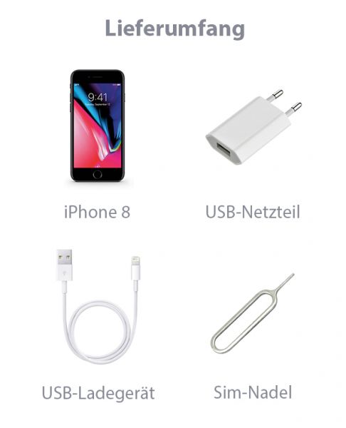 iPhone 8 64GB Spacegrau Lieferumfang
