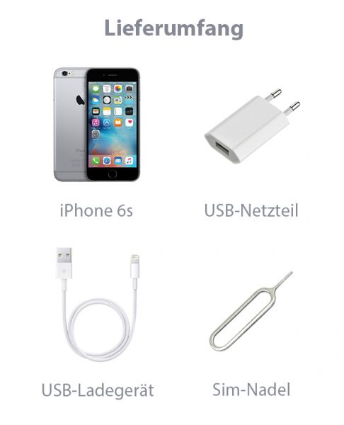 iPhone 6s 64GB Spacegrau Lieferumfang