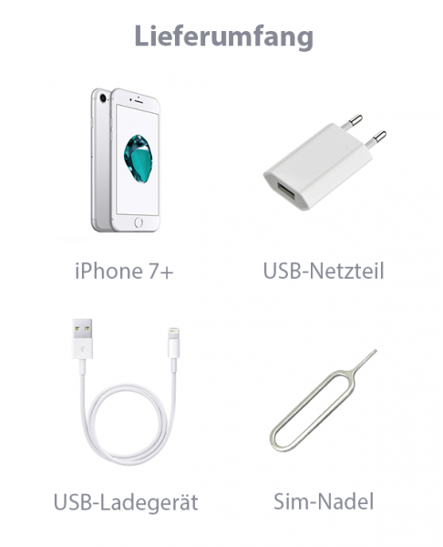 iPhone 7 Plus 128GB Silber Lieferumfang
